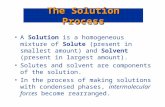 A Solution is a homogeneous mixture of Solute (present in smallest amount) and Solvent (present in largest amount). Solutes and solvent are components.