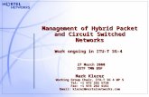 Management of Hybrid Packet and Circuit Switched Networks Work ongoing in ITU-T SG-4 27 March 2000 IETF TMN BOF Mark Klerer Working Group Chair, ITU-T.