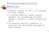 Interconnectivity Density Compare number of AS’s to average AS path length A uniform density model would predict an increasing AS Path length (“Radius”)
