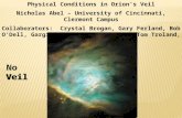 Physical Conditions in Orion’s Veil Nicholas Abel – University of Cincinnati, Clermont Campus Collaborators: Crystal Brogan, Gary Ferland, Bob O’Dell,