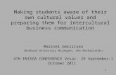 1 Making students aware of their own cultural values and preparing them for intercultural business communication Marinel Gerritsen (Radboud University.