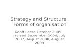 Strategy and Structure, Forms of organisation Geoff Leese October 2005 revised September 2006, July 2007, August 2008, August 2009.