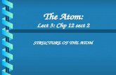 The Atom: Lect 3: Chp 12 sect 2 STRUCTURE OF THE ATOM.