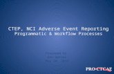 CTEP, NCI Adverse Event Reporting Programmatic & Workflow Processes Prepared by: Ann Setser May 24, 2010.