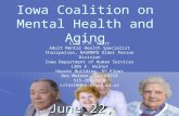 Iowa Coalition on Mental Health and Aging June 22, 2010 June 22, 2010 Lila P.M. Starr Adult Mental Health Specialist Chairperson, NASMHPD Older Person.