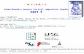 Potentiometric sensors for high temperature liquids PART 2 Jacques FOULETIER Grenoble University, LEPMI, ENSEEG, BP 75, 38402 SAINT MARTIN D’HERES Cedex.