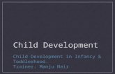 Child Development Child Development in Infancy & Toddlerhood. Trainer: Manju Nair.