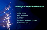 Intelligent Optical Networks Michal Debski Rami Abielmona ELG 7187 Wednesday November 21, 2001 Prof. Dan Ionescu.