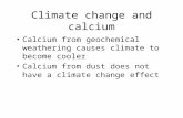 Climate change and calcium Calcium from geochemical weathering causes climate to become cooler Calcium from dust does not have a climate change effect.