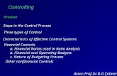 Controlling Preview Steps in the Control Process Three types of Control Characteristics of Effective Control Systems Financial Controls a. Financial Ratios.