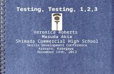Testing, Testing, 1,2,3 Veronica Roberts Masuda Akie Shimada Commercial High School Skills Development Conference Asunaro, Kakegawa November 14th, 2013.