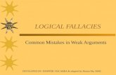 LOGICAL FALLACIES Common Mistakes in Weak Arguments DEVELOPED BY JENIFFER VISCARRA & adapted by Sharon Ma, SMIC.
