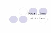 Operations AS Business. AS text Chapter 23 Lesson Objectives Explain operations management and its targets, specifically unit costs. Assess the importance.