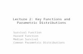 Lecture 2: Key Functions and Parametric Distributions Survival Function Hazard Function Median Survival Common Parametric Distributions.