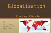 By: Kevin Ferrone Bob Cardarelli Linda Carter Globalization Expansion of Balk Inc.