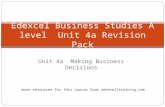 Unit 4a Making Business Decisions Edexcel Business Studies A level Unit 4a Revision Pack more resources for this course from anketelltraining.com.