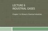 LECTURE 6 INDUSTRIAL GASES Chapter 7 in Shreve’s Chemical Industries.