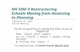 NH SINI 4 Restructuring Schools Moving from Assessing to Planning February 16, 2011 Online Meeting *So far so good! You're seeing this slide, so you've.