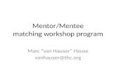 Mentor/Mentee matching workshop program Marc “van Hauser” Heuse vanhauser@thc.org.