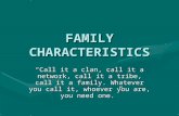 FAMILY CHARACTERISTICS “Call it a clan, call it a network, call it a tribe, call it a family. Whatever you call it, whoever you are, you need one.”