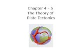 Chapter 4 – 5 The Theory of Plate Tectonics *. The Earth’s lithosphere is broken into separate sections called plates These plates move around on top.