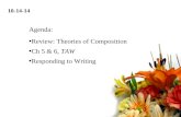 10-14-14 Review: Theories of Composition Ch 5 & 6, TAW Responding to Writing Agenda: