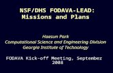 NSF/DHS FODAVA-LEAD: Missions and Plans Haesun Park Computational Science and Engineering Division Georgia Institute of Technology FODAVA Kick-off Meeting,