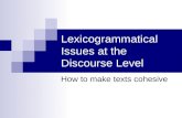 Lexicogrammatical Issues at the Discourse Level How to make texts cohesive.