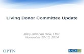Living Donor Committee Update Mary Amanda Dew, PhD November 12-13, 2014.