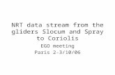 NRT data stream from the gliders Slocum and Spray to Coriolis EGO meeting Paris 2-3/10/06.