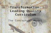 Transformation: Leading Quality Curriculum The Conceptual Model.