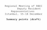 Regional Meeting of RBEC Deputy Resident Representatives Istanbul, 15-18 December Summary points (draft)