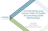 Accelerating your Career Path in Public Accounting (with Marketing!) July 2015 DZH Phillips Presented by Art Kuesel.
