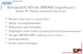 Advanced CAD for iMEMS (  ) Robert W. Dutton, Stanford University Project Overview (+ Quad Chart) Major Accomplishments Milestones and Schedule.