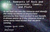 © 2004 Pearson Education Inc., publishing as Addison-Wesley 13. Remnants of Rock and Ice: Asteroids, Comets, and Pluto Freeman Dyson (1923 – ) physicist.