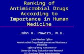 Ranking of Antimicrobial Drugs According to Importance in Human Medicine John H. Powers, M.D. Lead Medical Officer Antimicrobial Drug Development and Resistance.