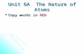 Unit 6A The Nature of Atoms Copy words in RED Copy words in RED.