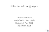 Flavour of Languages Ashish Mahabal aam@astro.caltech.edu Caltech, 7 Apr 2011 Ay199/Bi 199b.