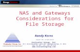 Hosted by NAS and Gateways Considerations for File Storage Randy Kerns Copyright © 2003 - All Rights Reserved Evaluator Group, Inc. 7720 E. Belleview Avenue.
