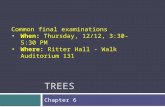 TREES Chapter 6 Common final examinations When: Thursday, 12/12, 3:30-5:30 PM Where: Ritter Hall - Walk Auditorium 131.