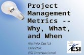 Project Management Metrics -- Why, What, and When Kerinia Cusick Director, ESI International.