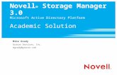 Novell ® Storage Manager 3.0 Microsoft Active Directory Platform Academic Solution Mike Grady Gracon Services, Inc. mgrady@gracon.com.