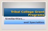 Tribal College Grant Programs Similarities… and Specialties Similarities… and Specialties.