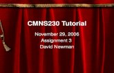 CMNS230 Tutorial November 29, 2006 Assignment 3 David Newman.