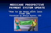 MEDICARE PROSPECTIVE PAYMENT SYSTEM UPDATE “How to do more with less from CMS” Presented by Sheila Gunter, CEO VNA of Cordele, Inc.