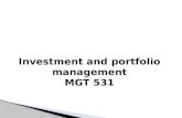 Investment and portfolio management MGT 531.  Lecture #31.