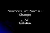 Sources of Social Change p. 54 Sociology. Six Sources of Social Change Values & Beliefs Values & Beliefs Technology Technology Population Population Diffusion.
