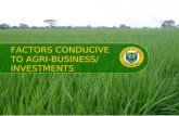FACTORS CONDUCIVE TO AGRI-BUSINESS/ INVESTMENTS. TARLAC’s AGRI-BUSINESS/ INVESTMENTS POTENTIAL VAST FERTILE LAND HIGHLY SUITABLE FOR AGRICULTURE.