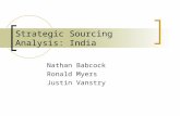 Strategic Sourcing Analysis: India Nathan Babcock Ronald Myers Justin Vanstry.
