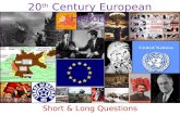 20 th Century European History Short & Long Questions.